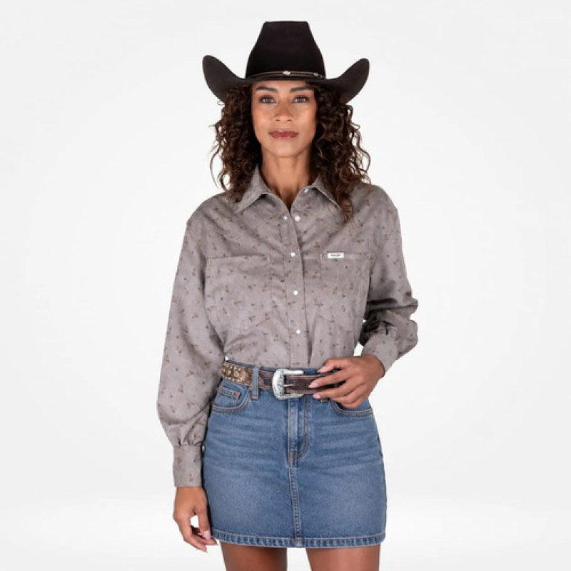 Blusa Vaquera Estampada Wrangler Manga Larga #mlpos_33 | Color: Olivo Panilla 9432 #color_olivo_panilla_9432 #sku_112389432ch #sku_112389432g #sku_112389432m #sku_112389432xl #sku_112389432xxl