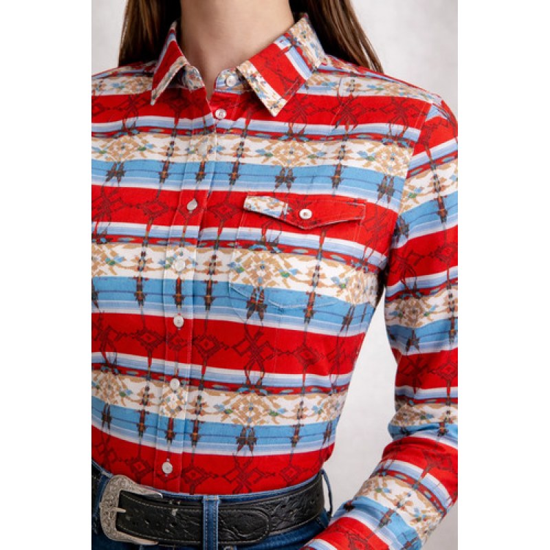 Blusa Vaquera Estampada Wrangler Manga Larga #mlpos_6 | Color: Rojo 1402 #color_rojo_1402 #sku_112381402g #sku_112381402m #sku_112381402xl #sku_112381402xxl #sku_ch112381402ch