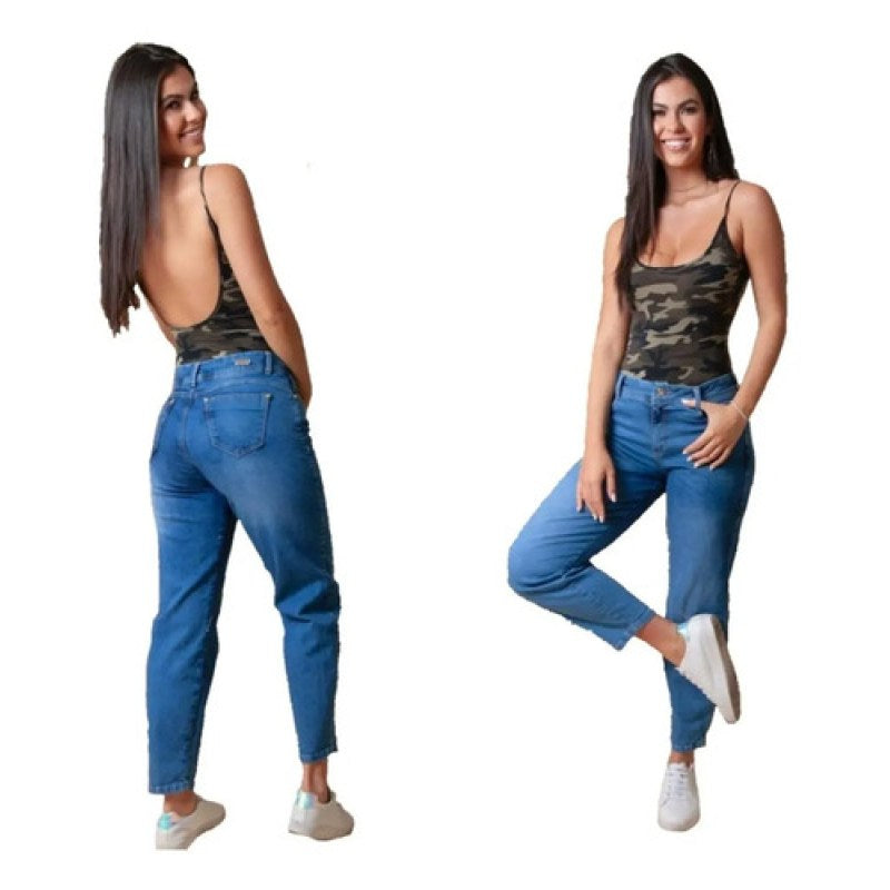 Pantalon Mom Fergino Dama #mlpos_3 | Color: Azul Mom2201 #color_azul_mom2201 #sku_mlm1422066949-174515839515 #sku_mlm1422066949-174515839517