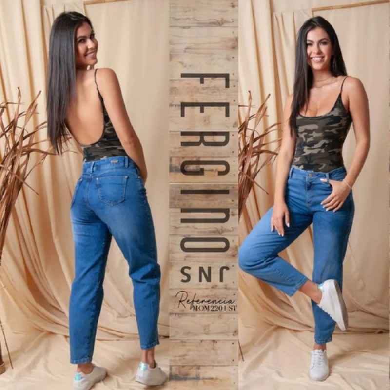 Pantalon Mom Fergino Dama #mlpos_4 | Color: Azul Mom2201 #color_azul_mom2201 #sku_mlm1422066949-174515839515 #sku_mlm1422066949-174515839517