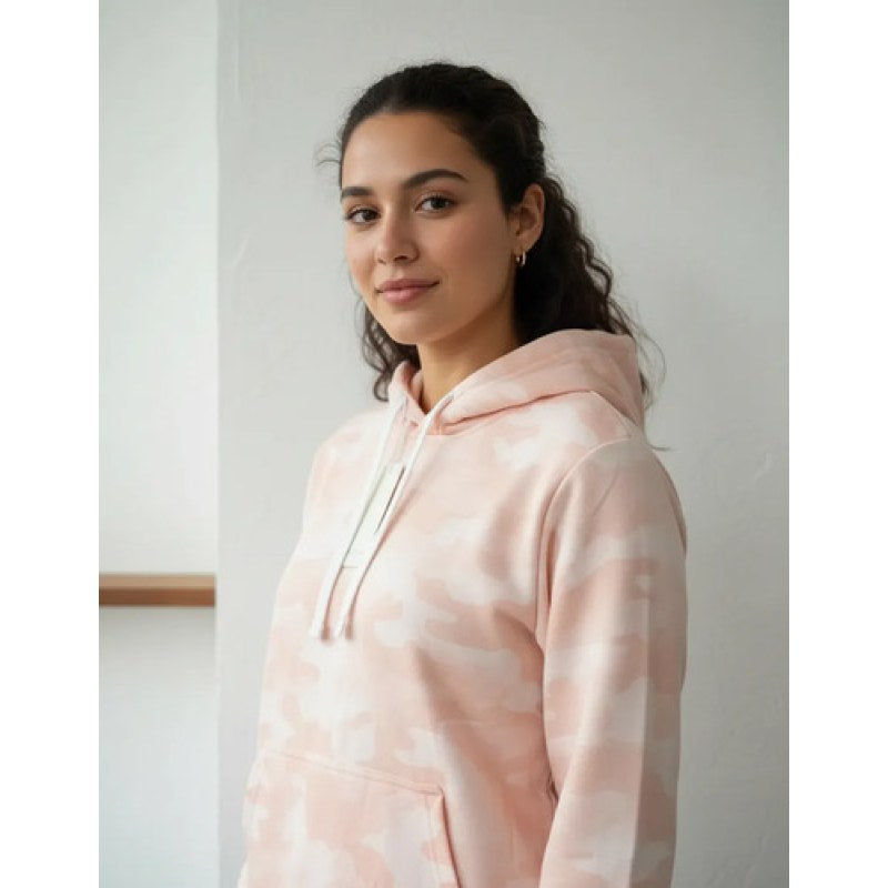 Sudadera Basica Roosevelt Dama Para Estampar Con Canguro #mlpos_1 | Color: Camu Pink #color_camu_pink | Talla: G #sku_roosdampinkg