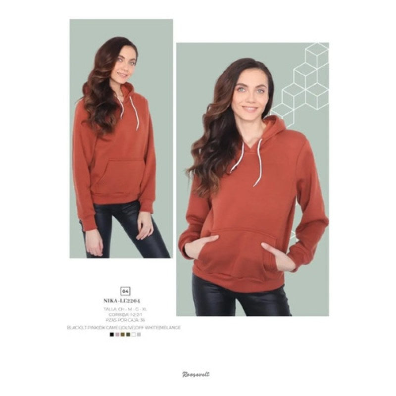 Sudadera Basica Roosevelt Dama Para Estampar Con Canguro #mlpos_16 | Color: Naranja #color_naranja #sku_roosdamnarch #sku_roosdamnarg #sku_roosdamnarm