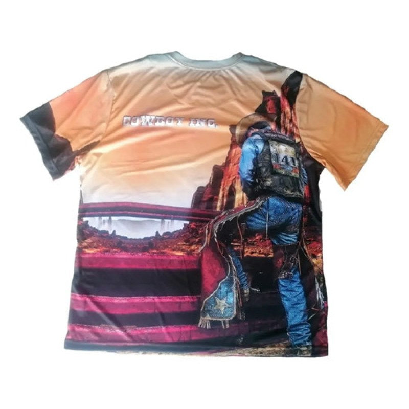 Playera Vaquera Tee 3d Cowboy Inc Caballero Naranja Ch Estampado #mlpos_2 #sku_pvt3cic