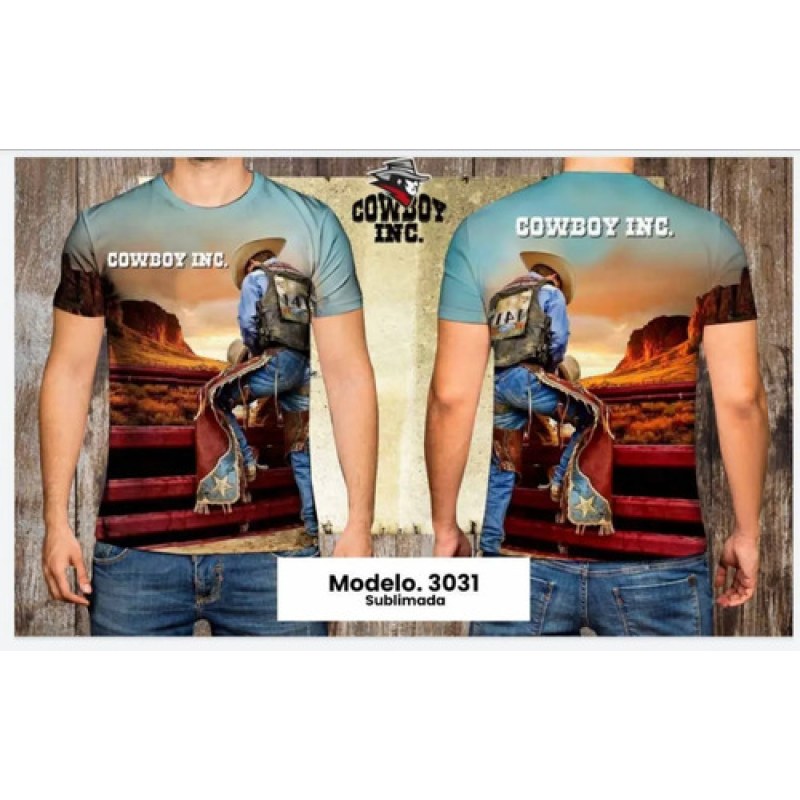 Playera Vaquera Tee 3d Cowboy Inc Caballero Naranja Ch Estampado #mlpos_4 #sku_pvt3cic