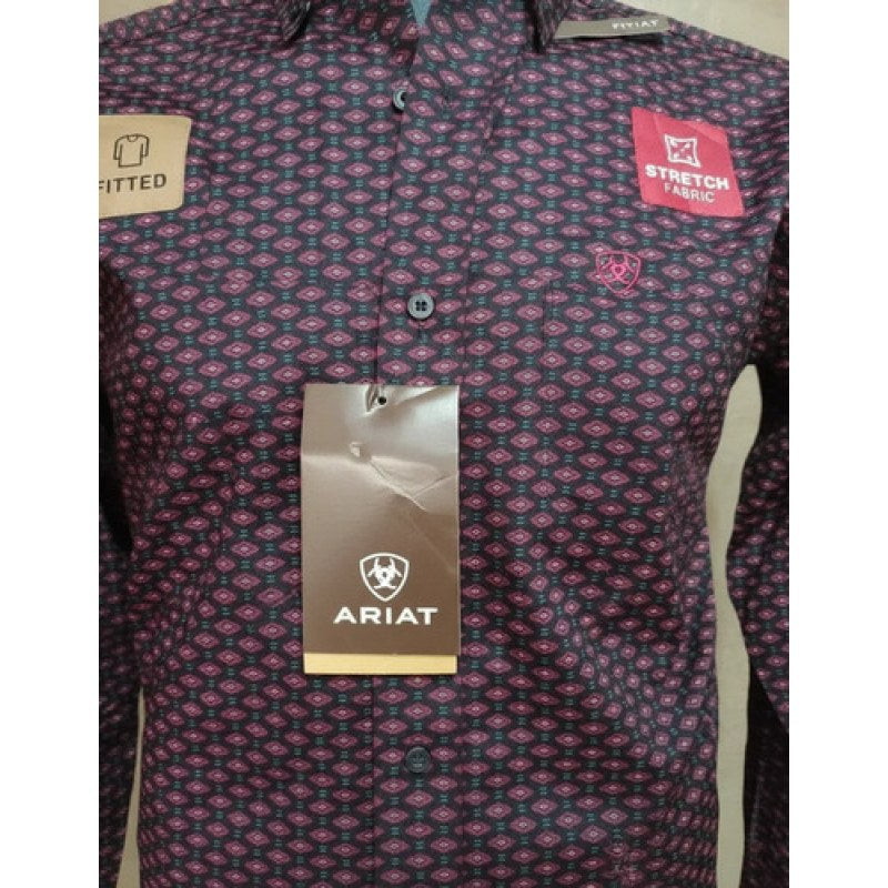 Camisa Vaquera Ariat  Relentless Performance Stretch #mlpos_2 | Color: Negro/Rojo 2326 #color_negrorojo_2326 | Talla: XS #sku_10042326xs