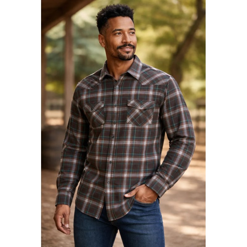 Camisa Vaquera Ariat  Relentless Performance Stretch #mlpos_23 | Color: Cafe 7336 #color_cafe_7336 | Talla: XL #sku_mlm1446862883-196503355701