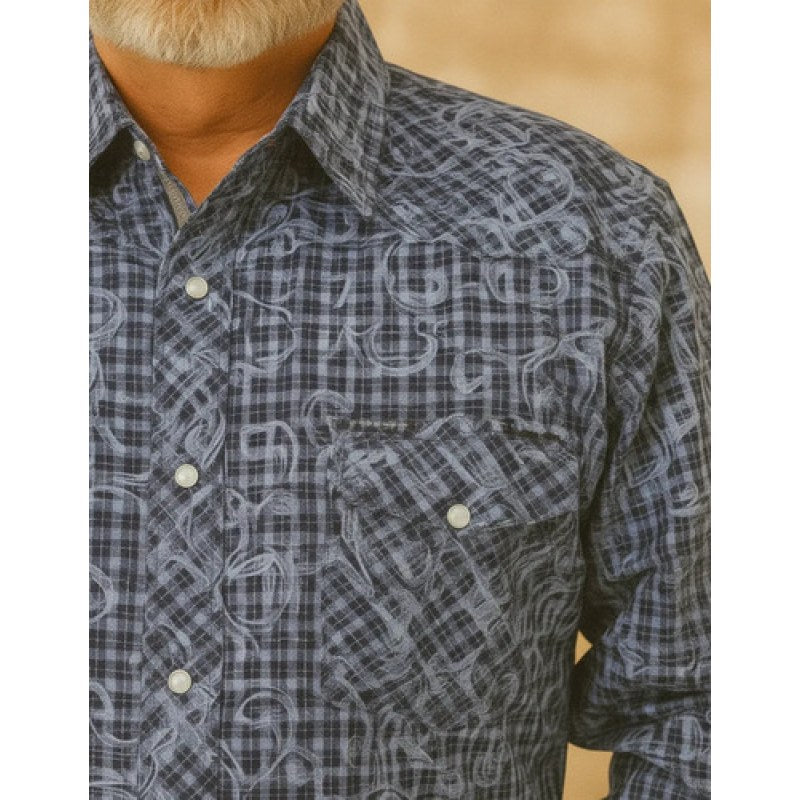 Camisa Vaquera Wrangler Caballero Retro Premium Western Slim #mlpos_14 | Color: Azul 0436 #color_azul_0436 | Talla: S #sku_112360436azlch