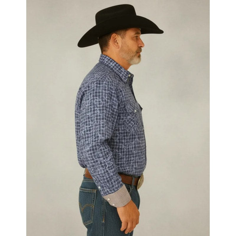Camisa Vaquera Wrangler Caballero Retro Premium Western Slim #mlpos_15 | Color: Azul 0436 #color_azul_0436 | Talla: S #sku_112360436azlch