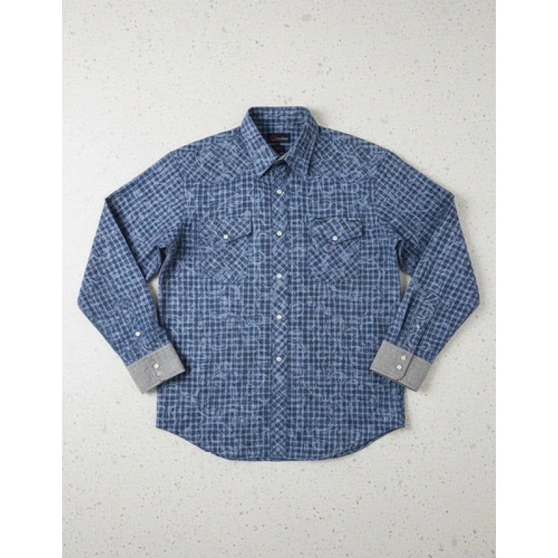 Camisa Vaquera Wrangler Caballero Retro Premium Western Slim #mlpos_16 | Color: Azul 0436 #color_azul_0436 | Talla: S #sku_112360436azlch