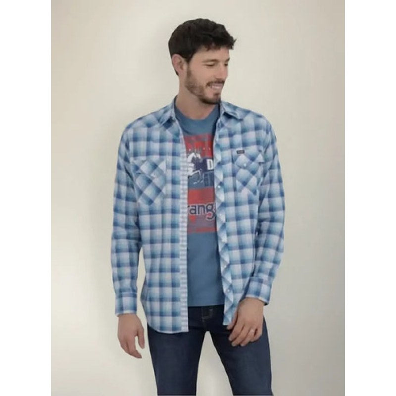 Camisa Vaquera Wrangler Caballero Retro Premium Western Slim #mlpos_17 | Color: Azul 6511 #color_azul_6511 | Talla: L #sku_112366511azll