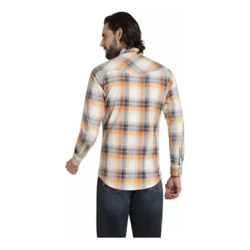 Camisa Vaquera Wrangler Caballero Retro Premium Western Slim #mlpos_23 | Color: Naranja 6531 #color_naranja_6531 | Talla: S #sku_112366531njs