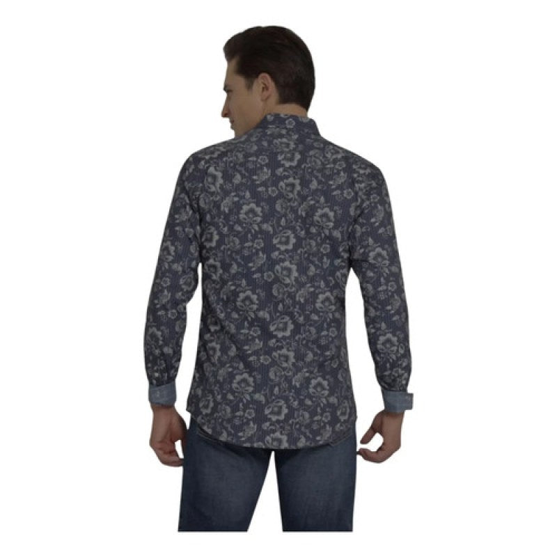 Camisa Vaquera Wrangler Caballero Retro Premium Western Slim #mlpos_26 | Color: Marino 3557 #color_marino_3557 | Talla: L #sku_mlm1450187761-189277505199