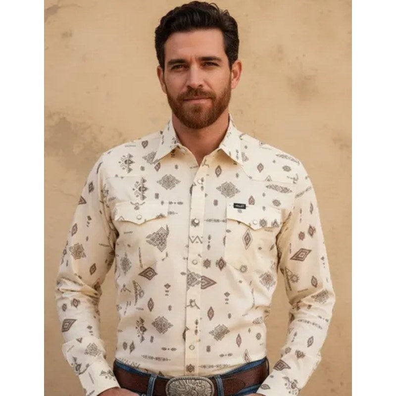 Camisa Vaquera Wrangler Caballero Retro Premium Western Slim #mlpos_27 | Color: Crema 1435 #color_crema_1435 | Talla: XL #sku_mlm1450187761-196334538477