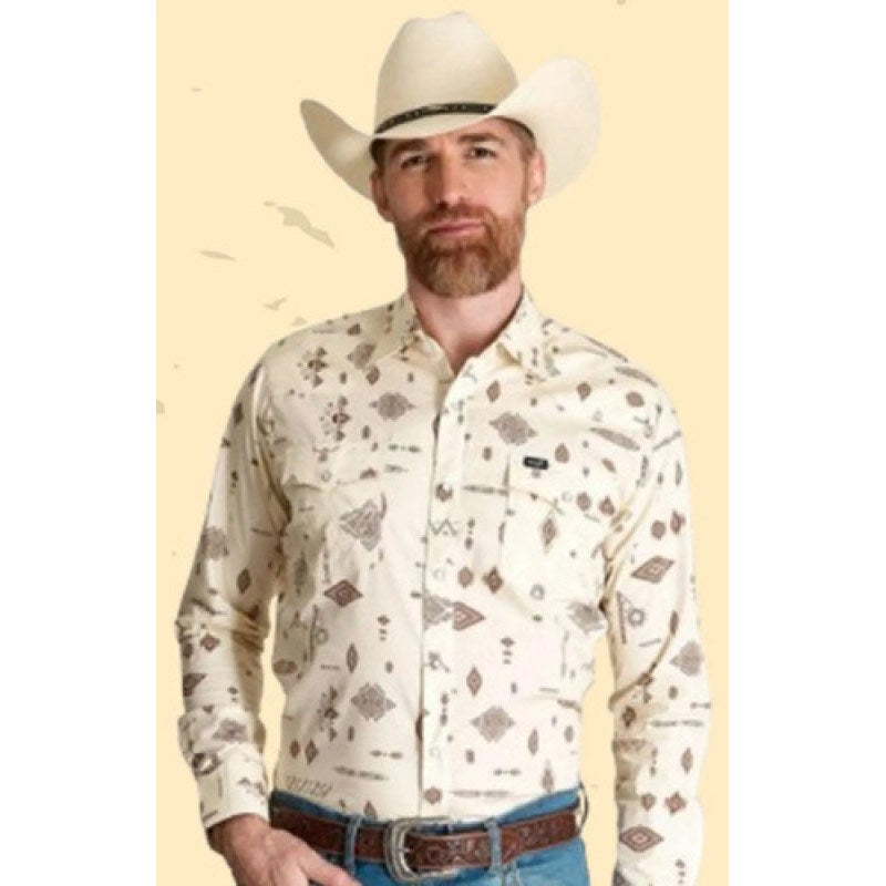 Camisa Vaquera Wrangler Caballero Retro Premium Western Slim #mlpos_28 | Color: Crema 1435 #color_crema_1435 | Talla: XL #sku_mlm1450187761-196334538477
