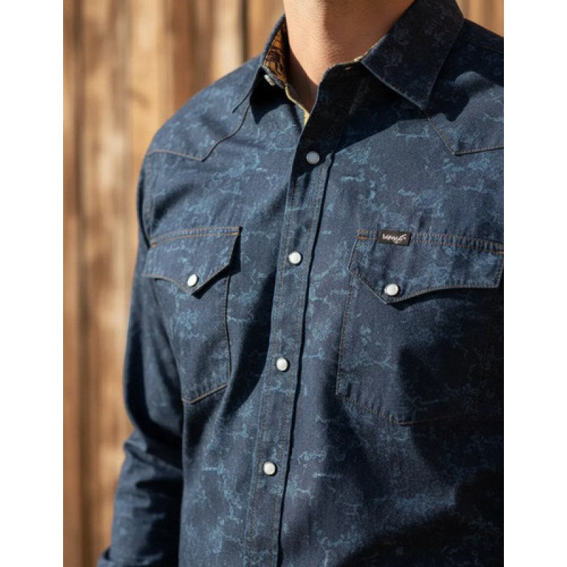 Camisa Vaquera Wrangler Caballero Retro Premium Western Slim #mlpos_33 | Color: Marino 1413 #color_marino_1413 | Talla: XXL #sku_mlm1450187761-196334538487