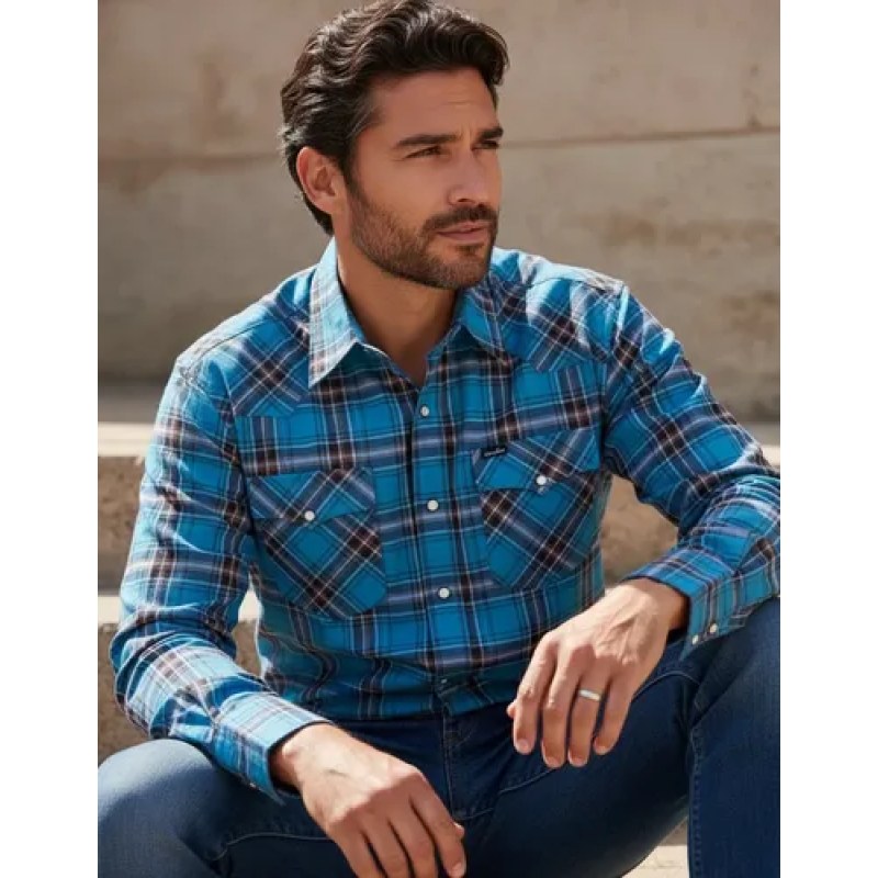 Camisa Wrangler Painted Desert Caballero Cowboy Vaquera #mlpos_28 | Color: Azul 0955 #color_azul_0955 #sku_mlm1467280630-196334551311 #sku_mlm1467280630-196334551313 #sku_mlm1467280630-196334551315