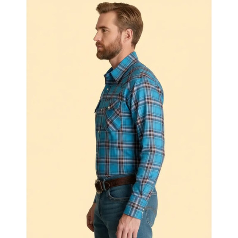 Camisa Wrangler Painted Desert Caballero Cowboy Vaquera #mlpos_31 | Color: Azul 0955 #color_azul_0955 #sku_mlm1467280630-196334551311 #sku_mlm1467280630-196334551313 #sku_mlm1467280630-196334551315