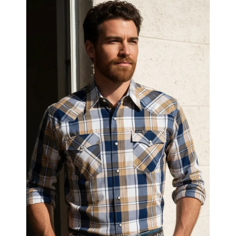 Camisa Wrangler Painted Desert Caballero Cowboy Vaquera #mlpos_36 | Color: Marino 0956 #color_marino_0956 | Talla: L #sku_mlm1467280630-196334551327