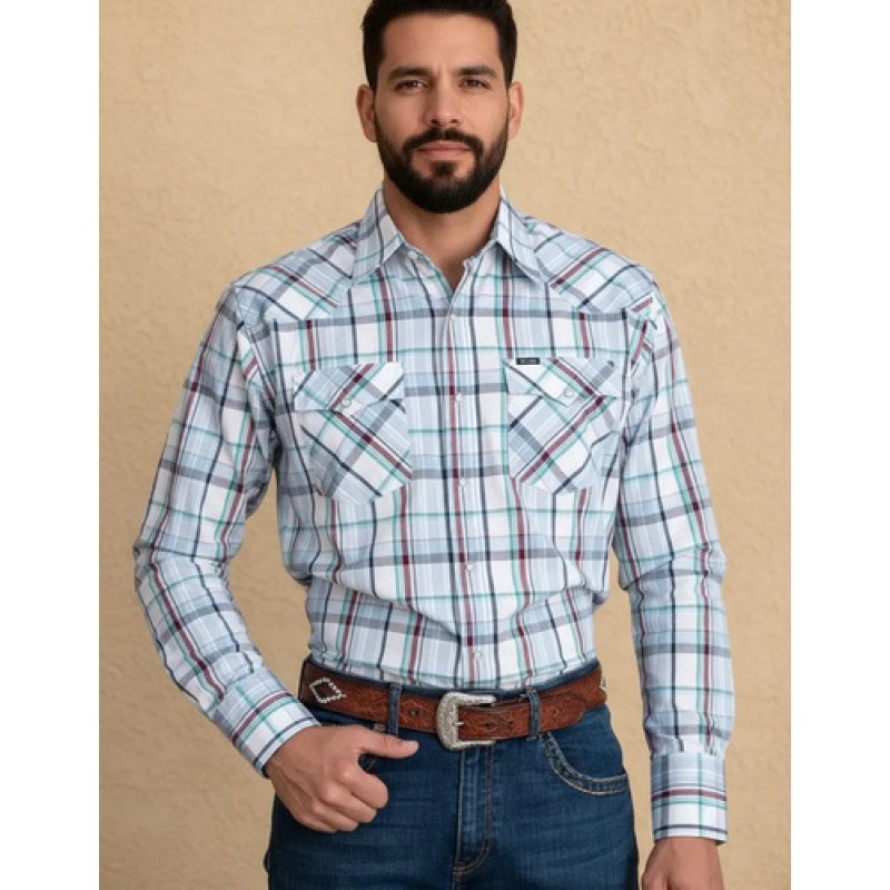 Camisa Wrangler Painted Desert Caballero Cowboy Vaquera #mlpos_42 | Color: Cielo 0957 #color_cielo_0957 #sku_mlm1467280630-196334551349 #sku_mlm1467280630-196334551351 #sku_mlm1467280630-196334551353