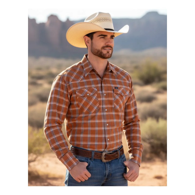 Camisa Wrangler Painted Desert Caballero Cowboy Vaquera #mlpos_6 | Color: Naranja 0941 #color_naranja_0941 #sku_mlm1467280630-196334551341 #sku_mlm1467280630-202254365411