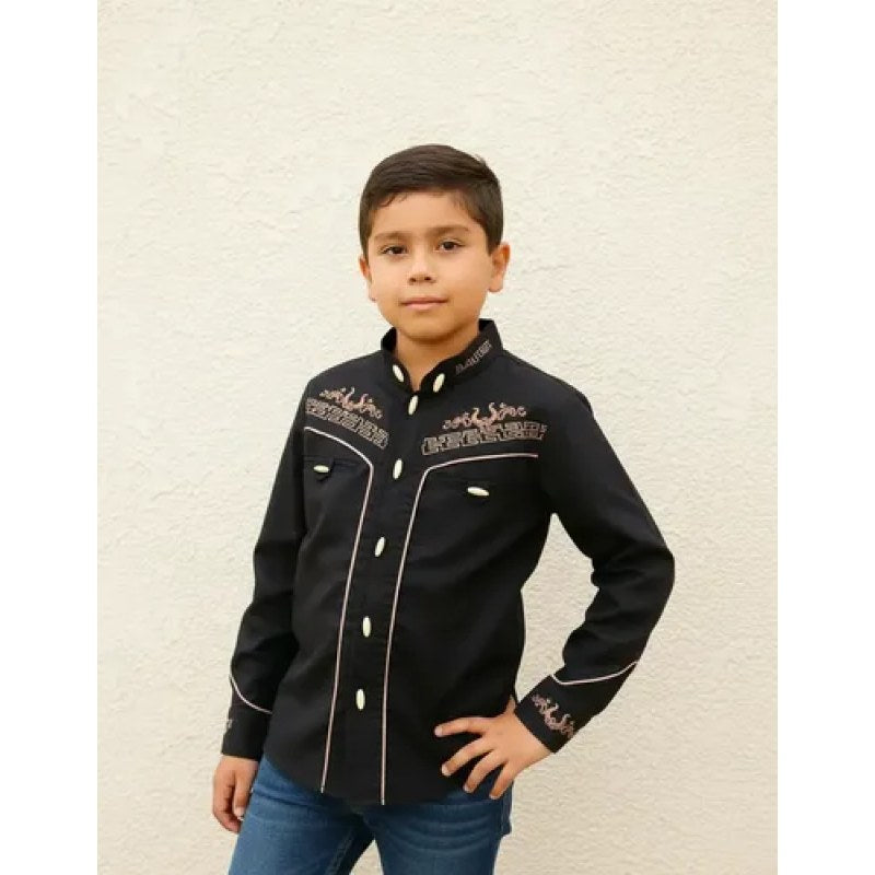 Camisa Charra Vaquera Rangers Niño #mlpos_1 | Color: Negro 011NO01 #color_negro_011no01 #sku_011no0110