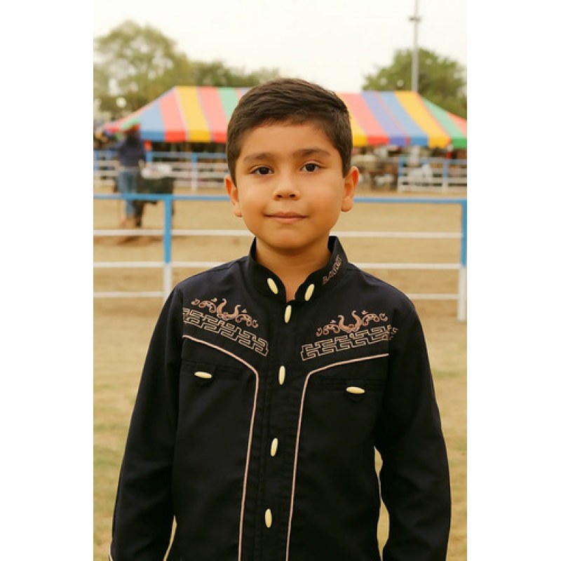 Camisa Charra Vaquera Rangers Niño #mlpos_4 | Color: Negro H #color_negro_h | Talla: 10 #sku_011no01hrr10