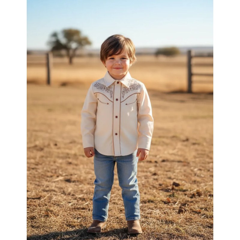Camisa Charra Vaquera Rangers Niño #mlpos_5 | Color: Hueso 005NO01 #color_hueso_005no01 #sku_005no01h16