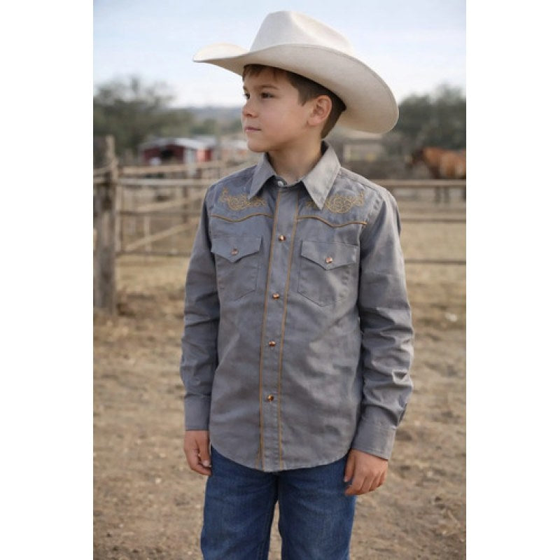 Camisa Charra Vaquera Rangers Niño #mlpos_8 | Color: Gris 022N01 #color_gris_022n01 #sku_022n01g8 #sku_022n01g16