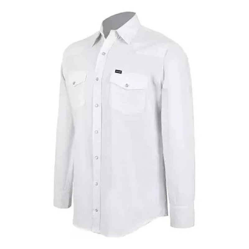 Camisa Vaquera Lisa Wrangler Basica Caballero #mlpos_11 | Color: Blanco #color_blanco #sku_519547110ch #sku_519547110eeg #sku_519547110eg #sku_519547110g #sku_519547110m