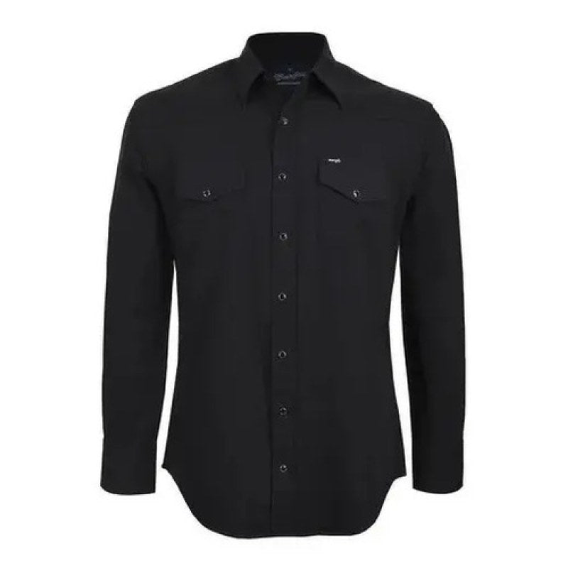 Camisa Vaquera Lisa Wrangler Basica Caballero #mlpos_2 | Color: Negro #color_negro #sku_519547101ch #sku_519547101eeg #sku_519547101eg #sku_519547101g #sku_519547101m