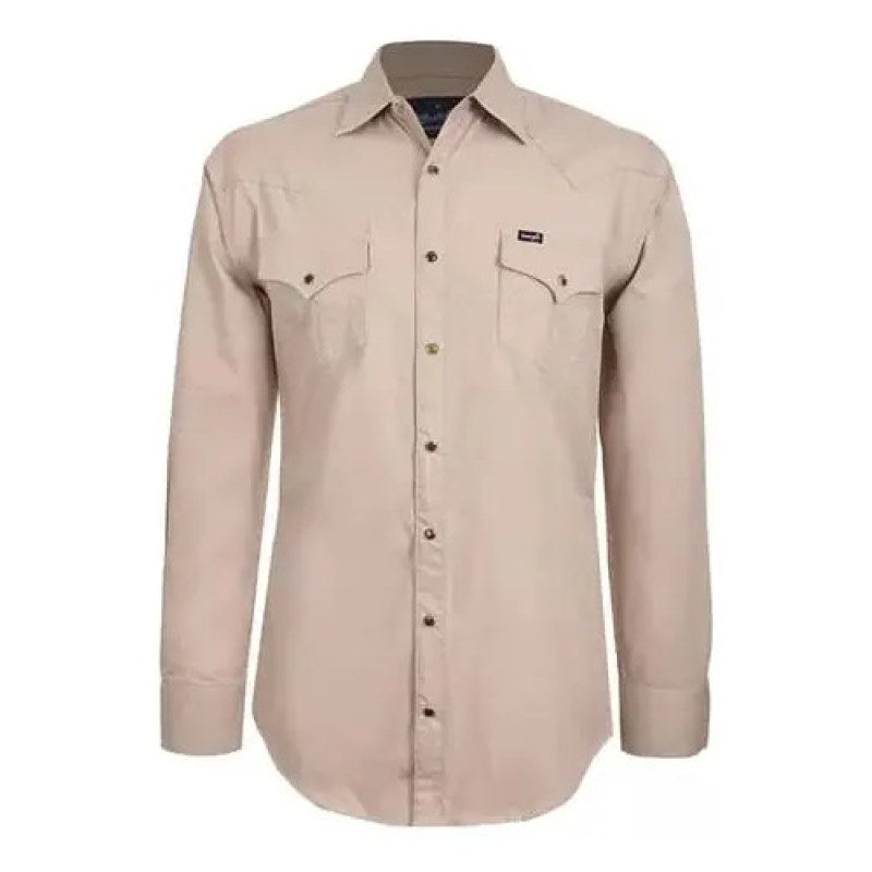 Camisa Vaquera Lisa Wrangler Basica Caballero #mlpos_7 | Color: Beige #color_beige #sku_51954bn02ch #sku_51954bn02eeg #sku_51954bn02eg #sku_51954bn02g #sku_51954bn02m