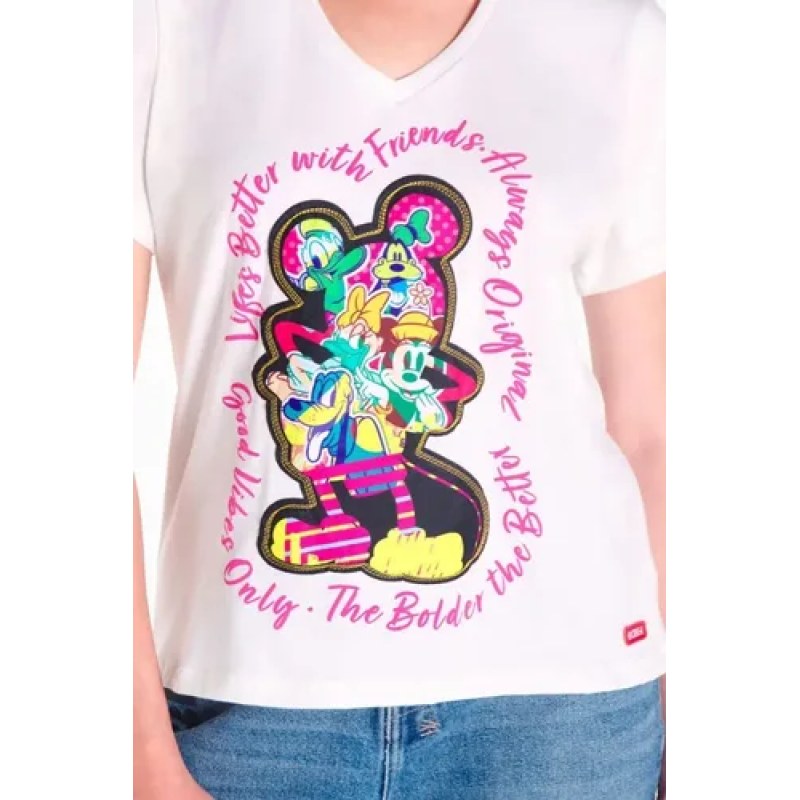 Playera Dama Oggi Disney Mickey #mlpos_2 | Color: Hueso #color_hueso | Talla: G #sku_d2242409g