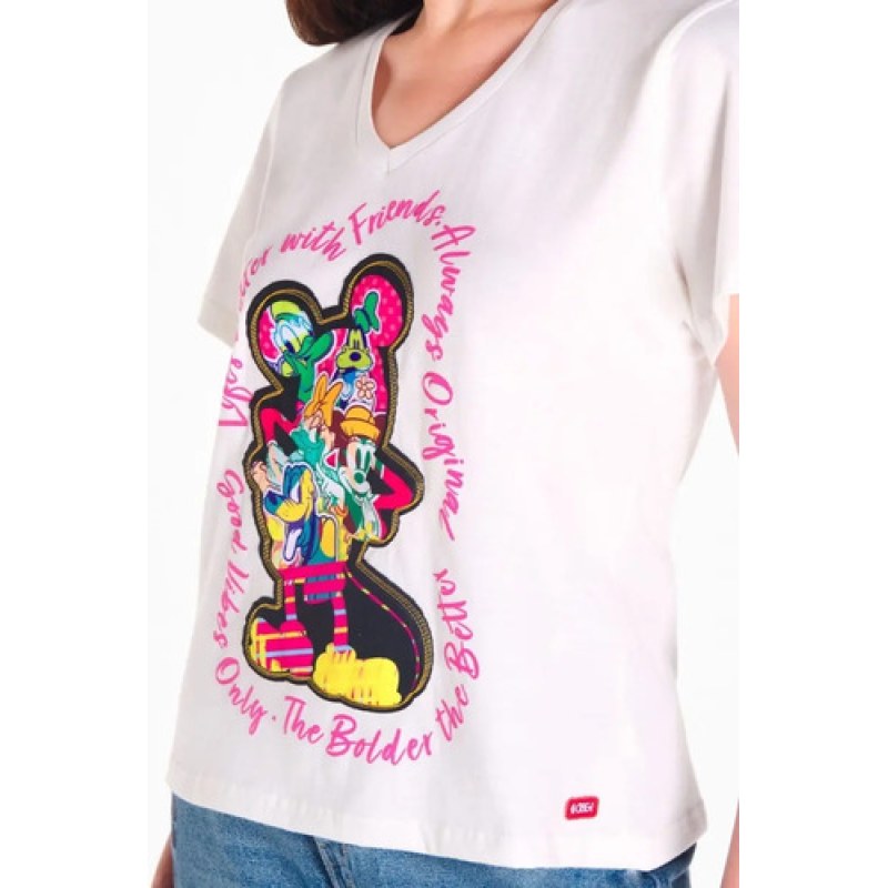 Playera Dama Oggi Disney Mickey #mlpos_3 | Color: Hueso #color_hueso | Talla: G #sku_d2242409g