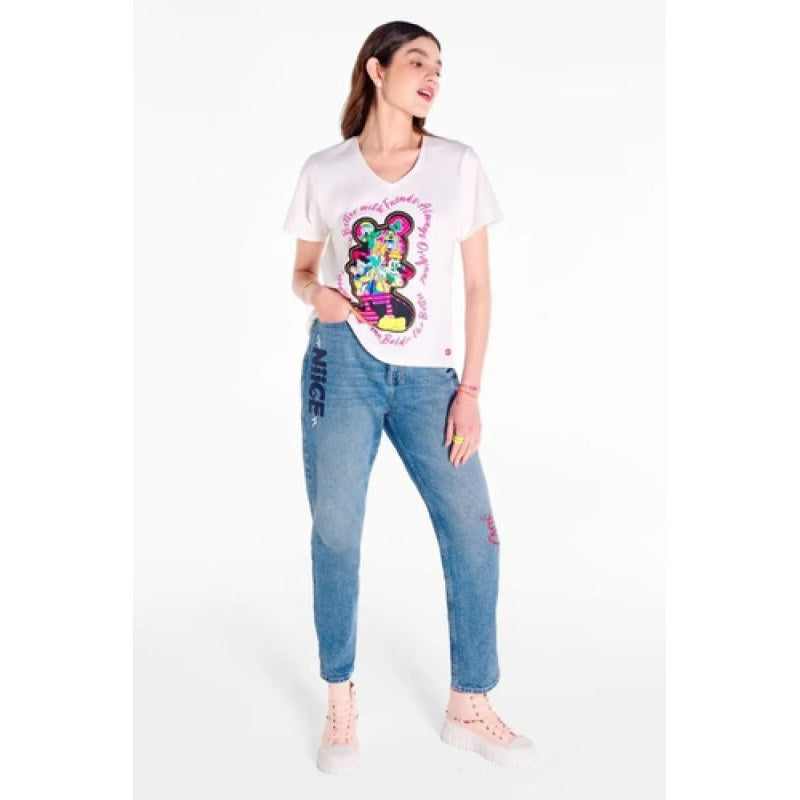 Playera Dama Oggi Disney Mickey #mlpos_4 | Color: Hueso #color_hueso | Talla: G #sku_d2242409g