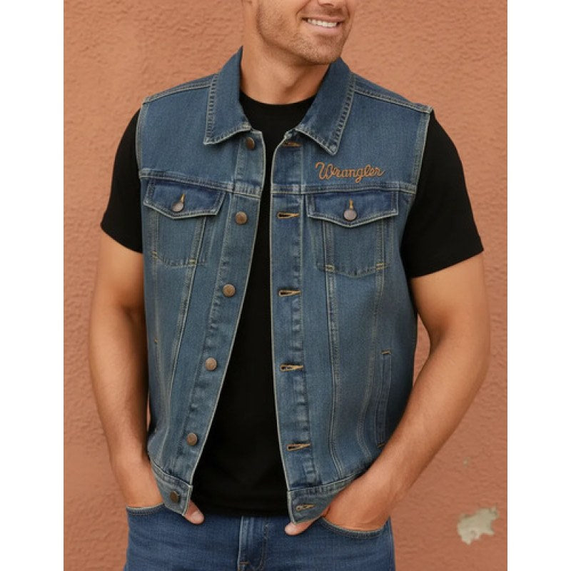 Chaleco Mezclilla Wrangler Basico Caballero Azul  112352313 Ch #mlpos_1 #sku_112352313ch