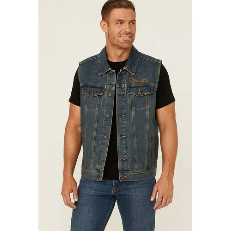 Chaleco Mezclilla Wrangler Basico Caballero Azul  112352313 Ch #mlpos_2 #sku_112352313ch