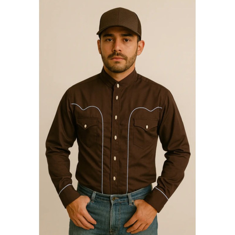 Camisa Charra Vaquera Rangers Caballero #mlpos_10 | Color: Cafe 032 #color_cafe_032 #sku_032ca01cfl #sku_032ca01cfm #sku_032ca01cfs