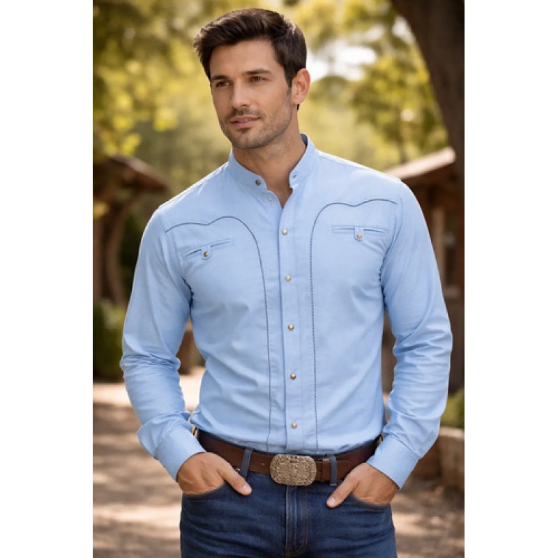 Camisa Charra Vaquera Rangers Caballero #mlpos_11 | Color: Cielo 032 #color_cielo_032 #sku_032ca01cielol #sku_032ca01cieloxl
