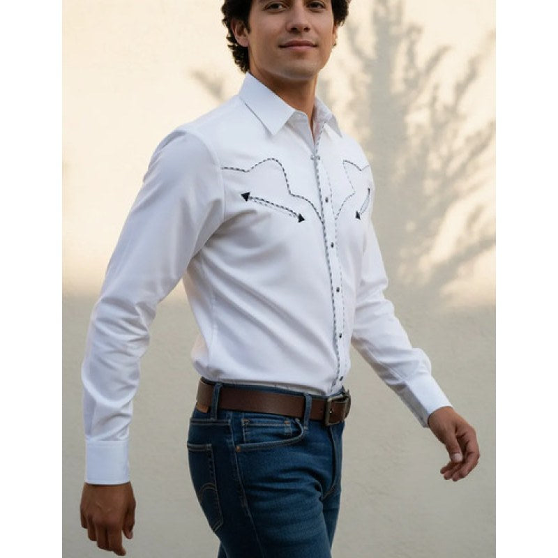 Camisa Charra Vaquera Rangers Caballero #mlpos_14 | Color: Blanco 010 #color_blanco_010 | Talla: S #sku_010ca01bcs