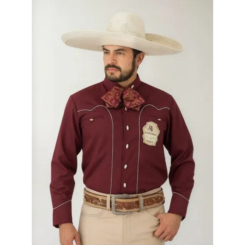 Camisa Charra Vaquera Rangers Caballero #mlpos_6 | Color: Vino  032 #color_vino_032 #sku_032ca01vns #sku_mlm1647864112-196810229791