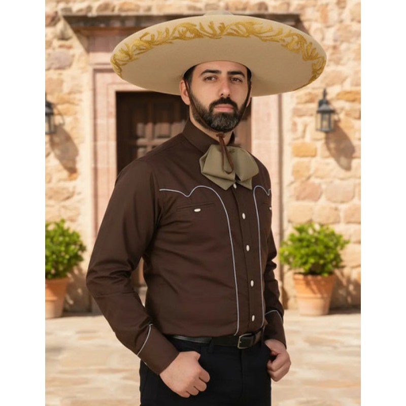 Camisa Charra Vaquera Rangers Caballero #mlpos_9 | Color: Cafe 032 #color_cafe_032 #sku_032ca01cfl #sku_032ca01cfm #sku_032ca01cfs
