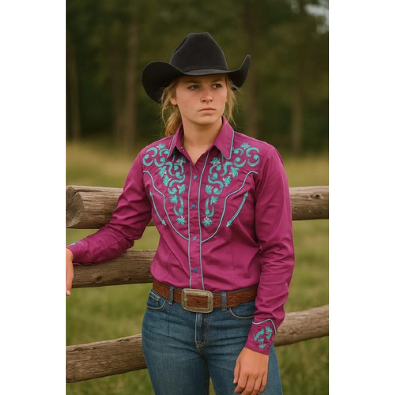 Blusa Charra Vaquera Rangers Dama #mlpos_8 | Color: Violeta #color_violeta #sku_mlm1648069941-188947851971 #sku_mlm1648069941-192340247191