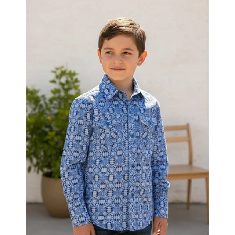 Camisa Vaquera Rodeo De Niño Manga Larga #mlpos_1 | Color: Azul 0123 #color_azul_0123 | Talla: 2 #sku_10710123azl2 #sku_10710123azl8
