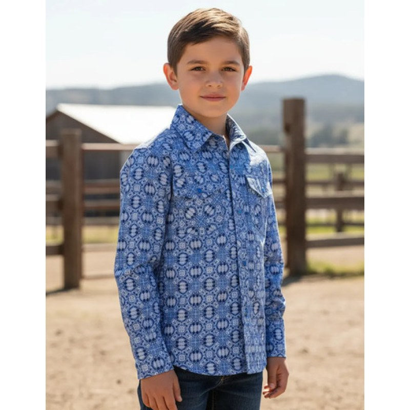 Camisa Vaquera Rodeo De Niño Manga Larga #mlpos_2 | Color: Azul 0123 #color_azul_0123 #sku_10710123azl2 #sku_10710123azl8