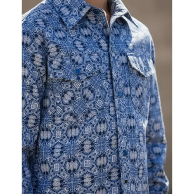 Camisa Vaquera Rodeo De Niño Manga Larga #mlpos_3 | Color: Azul 0123 #color_azul_0123 | Talla: 2 #sku_10710123azl2 #sku_10710123azl8