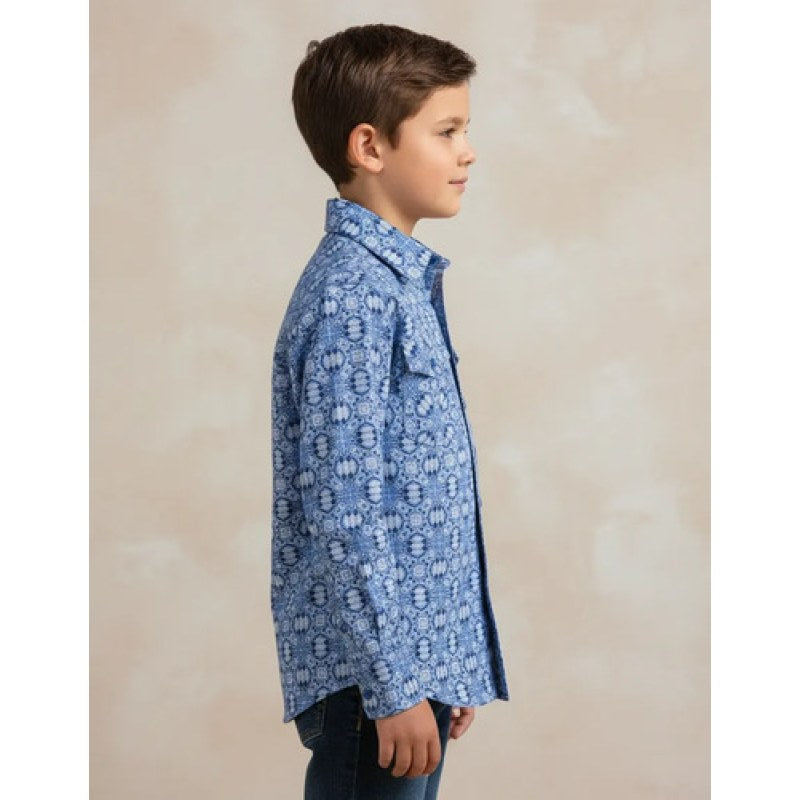 Camisa Vaquera Rodeo De Niño Manga Larga #mlpos_4 | Color: Azul 0123 #color_azul_0123 | Talla: 2 #sku_10710123azl2 #sku_10710123azl8