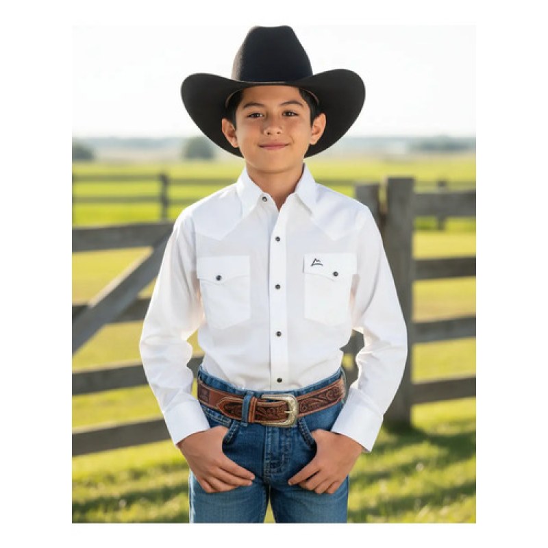 Camisa Vaquera Denver Niño #mlpos_1 | Color: Blanco #color_blanco #sku_ckd01510 #sku_ckd01512 #sku_ckd01514 #sku_ckd01516 #sku_ckd0152 #sku_ckd0154 #sku_ckd0156 #sku_ckd0158