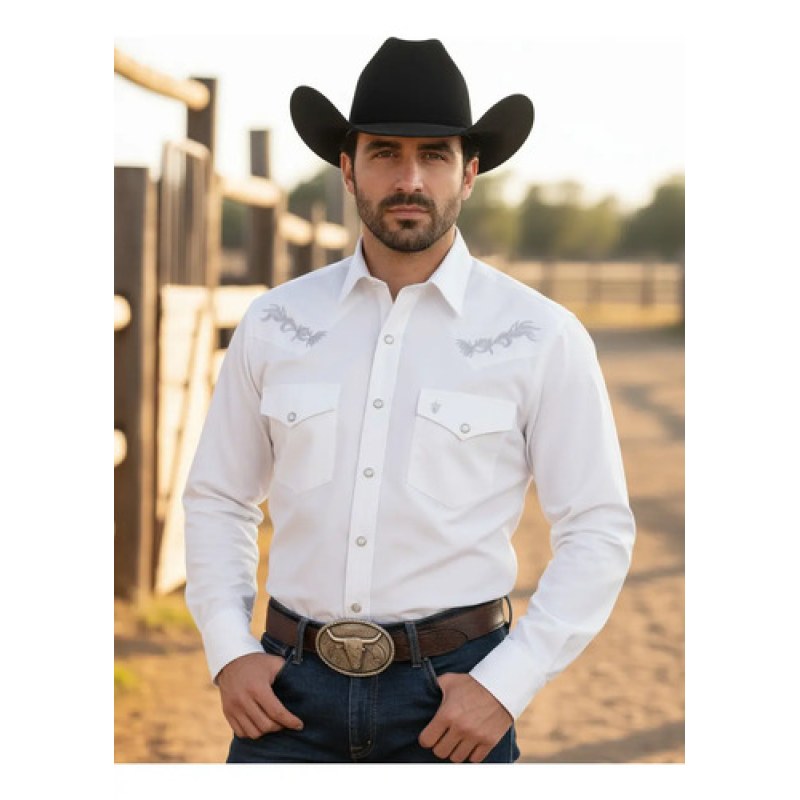 Camisa Vaquera Manchester Western  Regular Fit #mlpos_19 | Color: Blanco bordada #color_blanco_bordada | Talla: EG #sku_mlm1782350502-192224644009