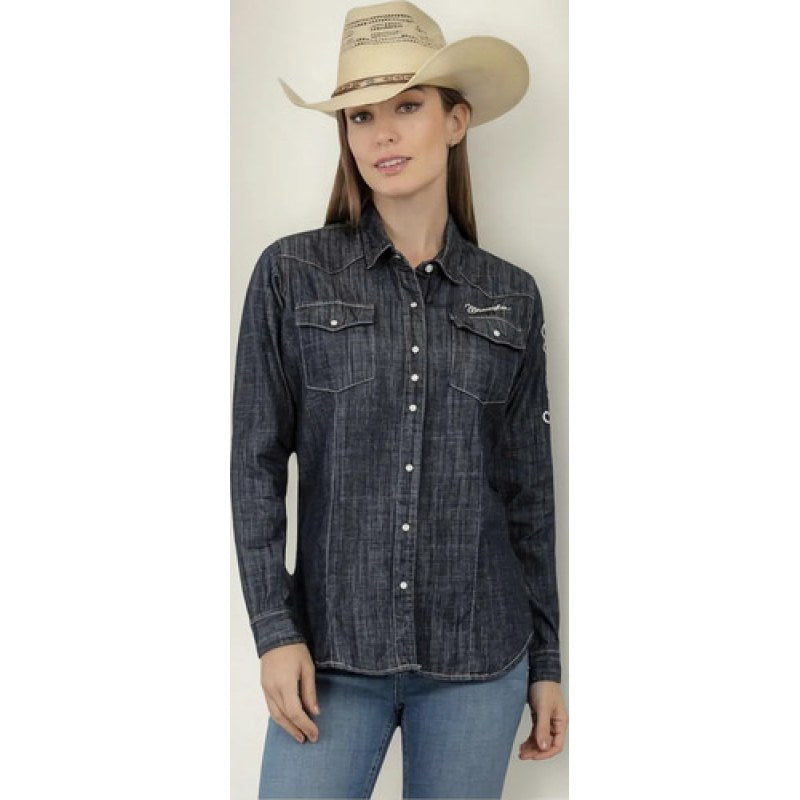 Blusa Wrangler Vaquera Western Logos Bordada Dama #mlpos_11 | Color: Suavizado #color_suavizado #sku_112360521ch #sku_112360521g #sku_112360521m #sku_112360521xl #sku_112360521xxl