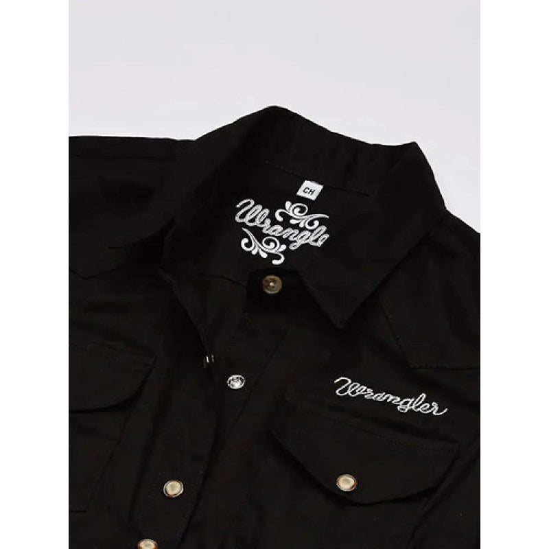 Blusa Wrangler Vaquera Western Logos Bordada Dama #mlpos_8 | Color: Negro #color_negro #sku_112334012xxl #sku_112334013ch #sku_112334013g #sku_112334013m #sku_112334013xl